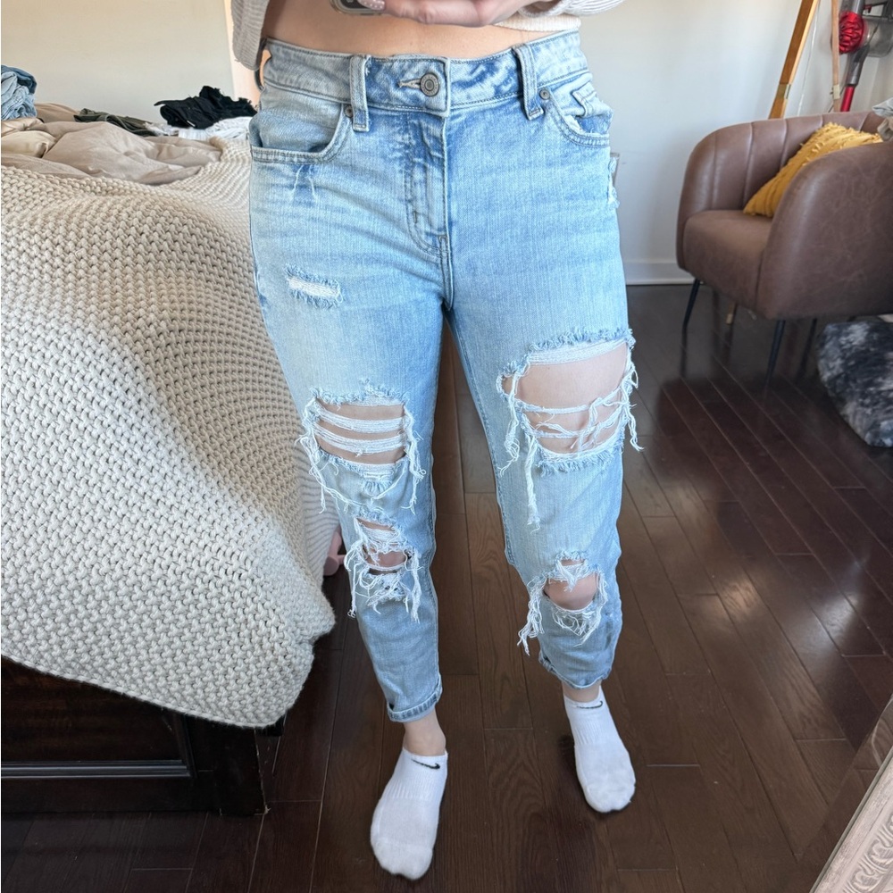 Eunina Light Blue Distressed Ankle Jeans size 1
